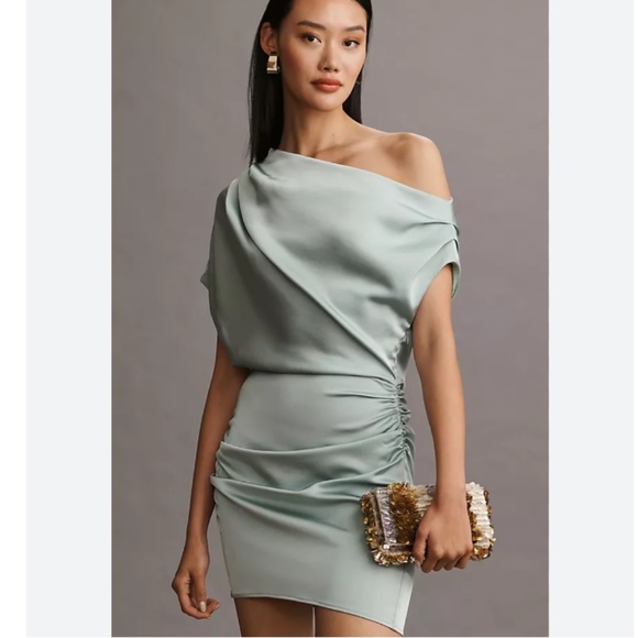 Brand New MISHA OFF-THE-SHOULDER SLIM RUCHED MINI DRESS - Picture 8 of 16